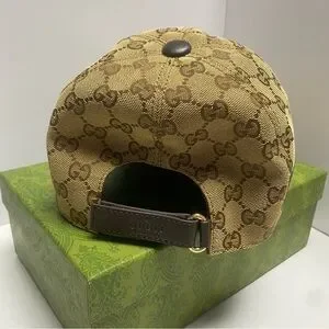 Gucci | Accessories | Gucci Beige Gg Monogram Hat With Green  display picture 1